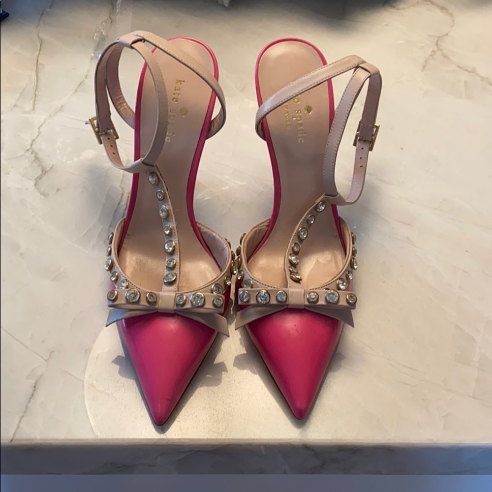 Bright pink Kate spade Tstrap heels